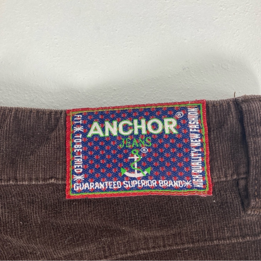 Y2K Anchor Blue Corduroy Pants Womens L Brown Straight Leg High Rise Vintage - Picture 5 of 16